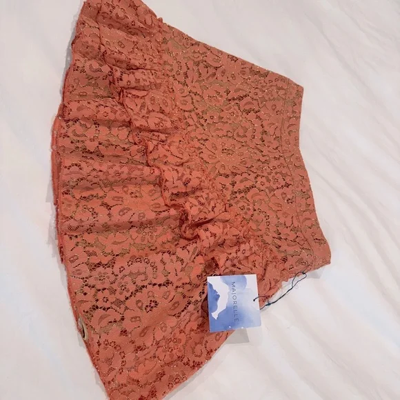 NWT ✨ Majorelle coral floral Lace Odeza Ruffle Skirt size small - Picture 9 of 10